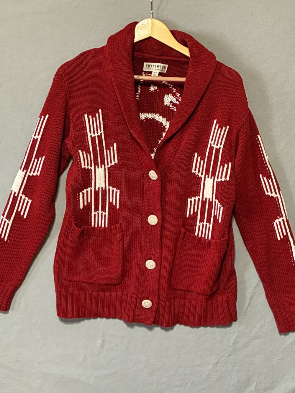 Idyllwind Soaring Eagle Cardigan Southwestern Print Fringe Oversized Size Small.